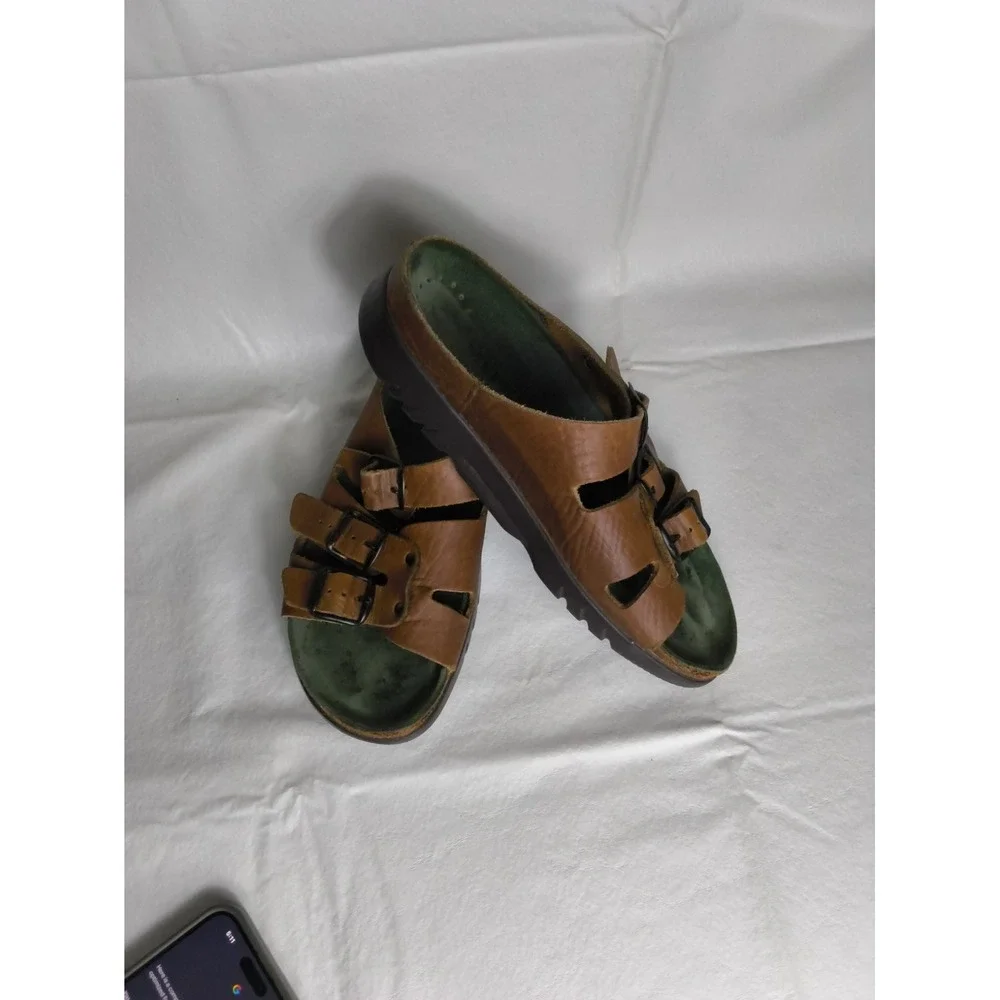 Mephisto Zack Men's Brown Leather Comfort 3-strap Sandal Size 9.5 Made In France